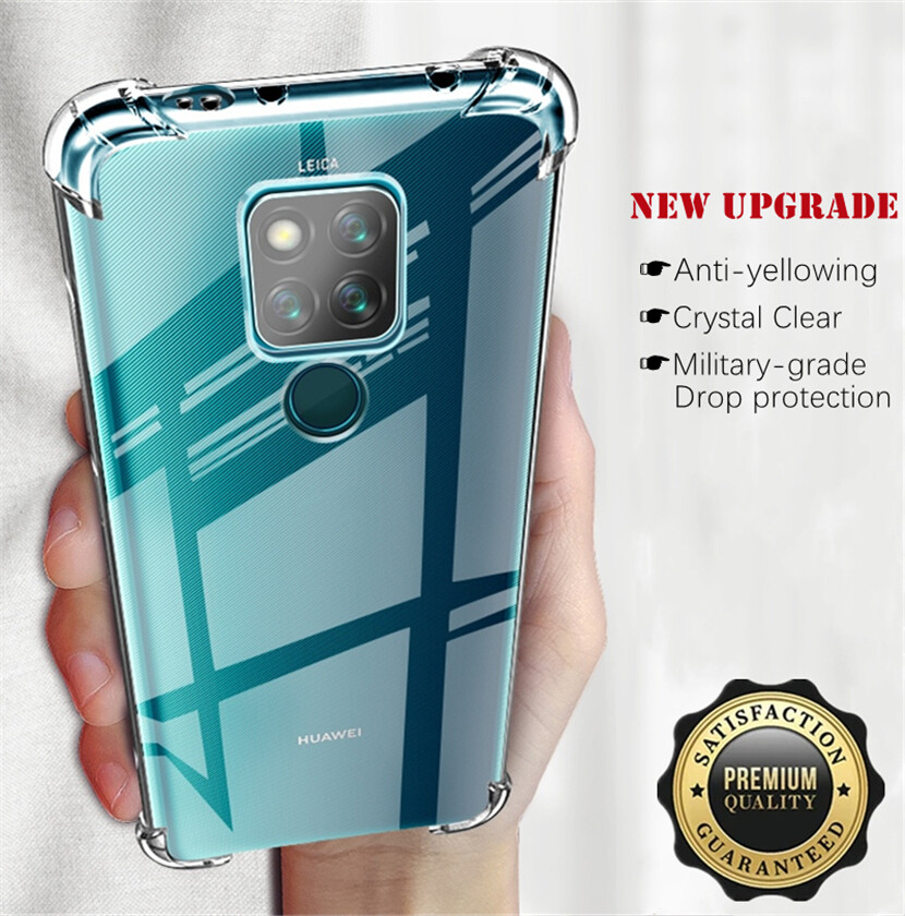 For Huawei Mate 20 HMA-L29 L09 LX9 Slim Crystal Clear Soft TPU Bumper Cushion Jelly Case with Four Reinforced Corners Transparent Scratch Resistant Protective Cover
