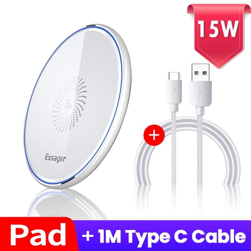 Essager 15W Qi Wireless Charger Fast Wireless Phone Charging Induction Pad For iPhone Huawei Xiaomi mi Samsung