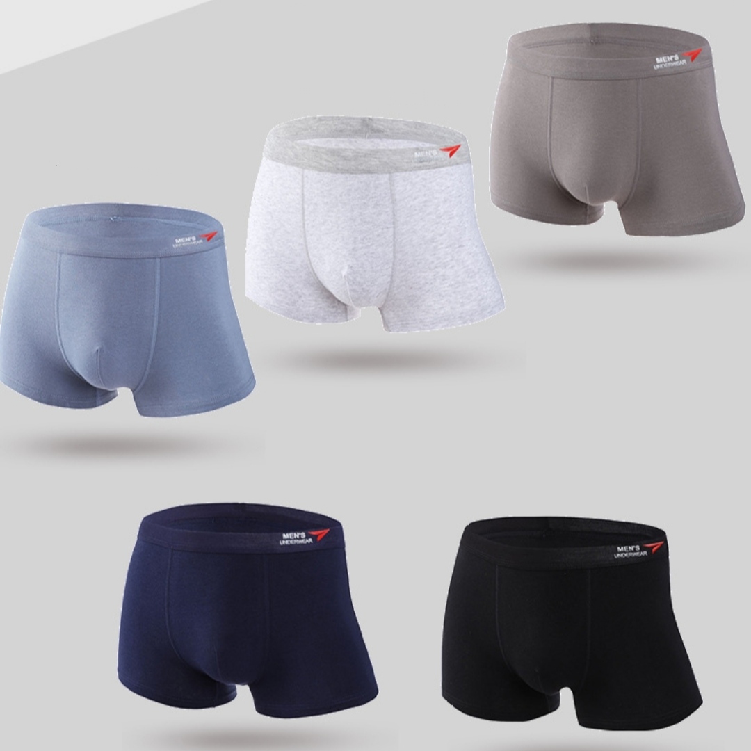 （Bundle of 5pcs) Men Underwear Men's Basic Cotton Boxer Shorts Comfortable And breathable Underpants Plus Size Men's Panties