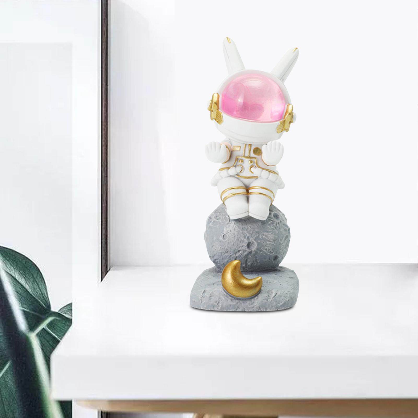 milageto Cartoon Space Rabbit Mobile Phone Holder Art Craft for Desktop Dining Room