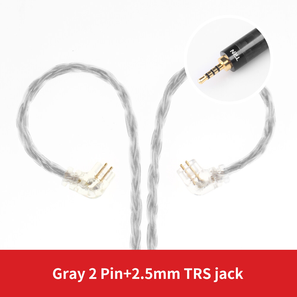 NewTRN T2 Earphones Cable 16 Core Silver Plated HIFI Upgrade Cable 3.5/2.5mm Plug MMCX/2Pin Connector GRAY For TRN VX V80 V30 AS10 IM2 BT20S C16 C10 V90 V10 S2 T2 AIR KING BQ3 T3