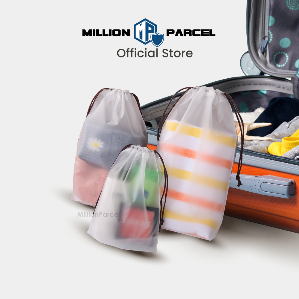 Transparent Drawstring Pouch Gift Bag 5 size | Plastic Travel Bag | Makeup Bag