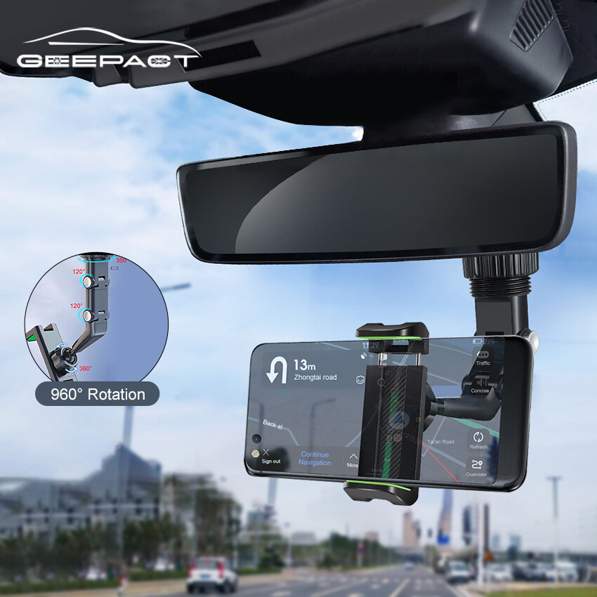 Geepact Mobile Phone Bracket Multifunctional Car Phone Holder Rearview Universal Car Rearview Mirror Phone Mount Holder Concealed Clip Smartphone Bracket Rotary Auto Interior Support Accessory