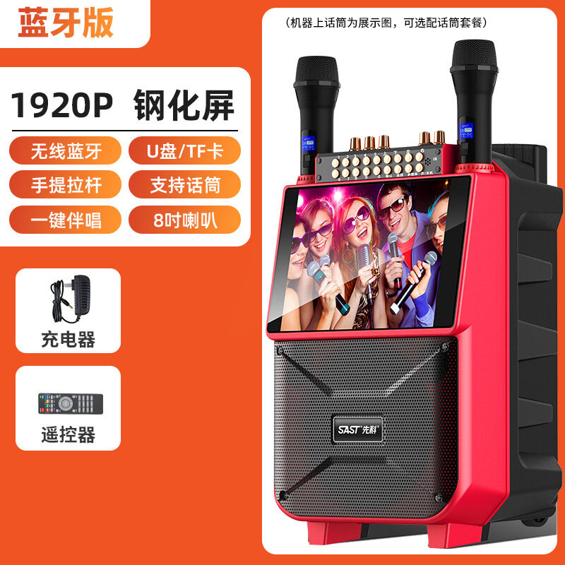 SAST Square Dance Speaker with Display Screen Small Portable Outdoor Support Wireless Microphone Wireless Bluetooth Karaoke