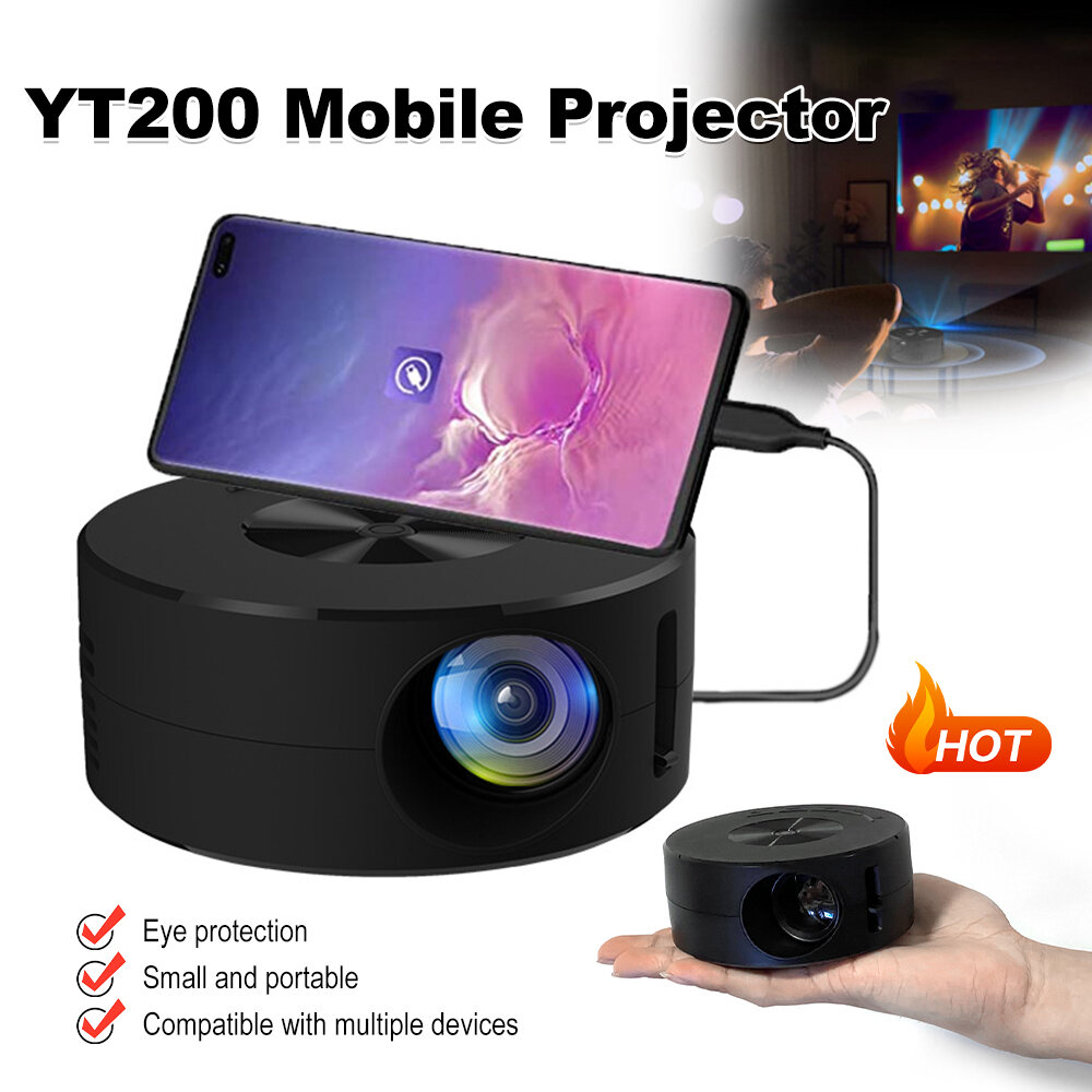 Winstong 1080P Mini LED Mobile Video Projector Kids Home Theater Media Player Outdoor Cinema Wired Same Screen Projector for Apple Android