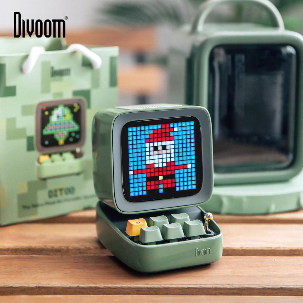 (SG SELLER) New Divoom DITOO Pixel Bluetooth Wireless Speaker Mechanical retro mini computer model Smart Speaker alarm clock Christmas gift
