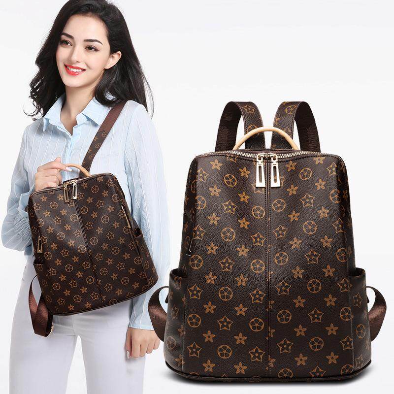 New Flower Printed Waterproof Women Leather Backpack Fashion Lady Backpack for Teenagers Outdoor Travel Backpack