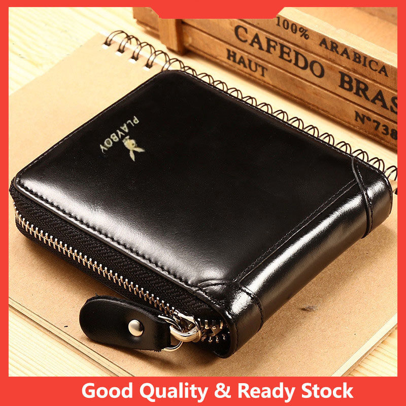 Men Wallet Fashion Short Wallet Leather Bifold Zip Wallet Coin Purse Card Wallet for Men