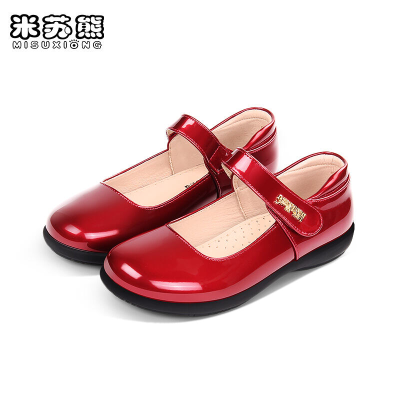 Girls Black Leather Shoes 2021 Spring New Children's Student Performance British Style Princess Shoes Soft Bottom Girls Single-Layer Shoes