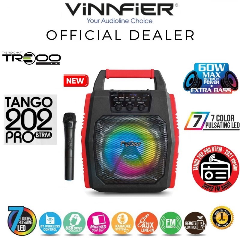 Vinnfier FlipGear Tango 202 PRO BTRM Wireless Bluetooth Portable Speaker with Wireless Handheld Microphone