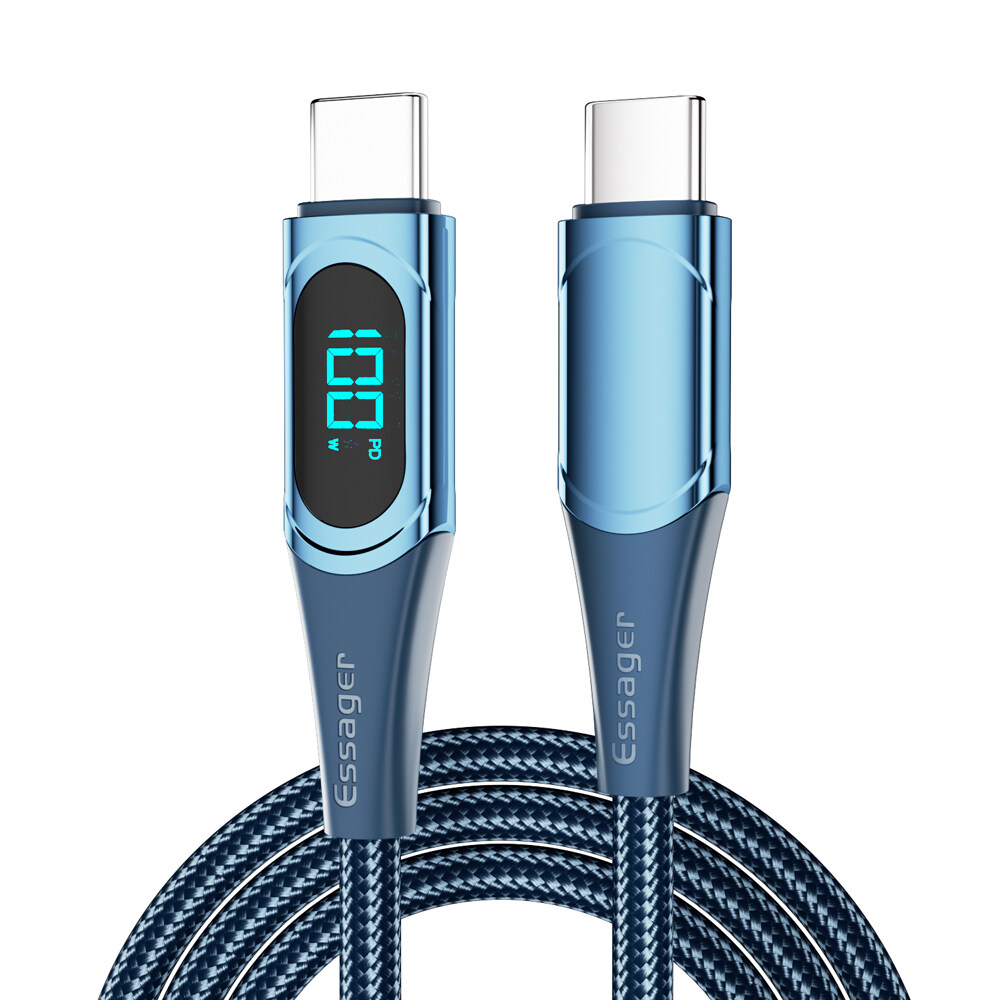 Essager USB Type C To USB C Cable 100W/5A PD Fast Charging Charger Wire Cord For Macbook Xiaomi Samsung Type-C USBC Cable 1M/2M