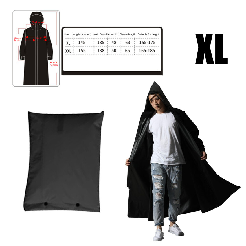 【2022 New】Motorcycle Raincoat Women/Men Zipper Hooded Poncho Motorcycle Rainwear Long Style Hiking Environmental Rain Jacket XL/XXL