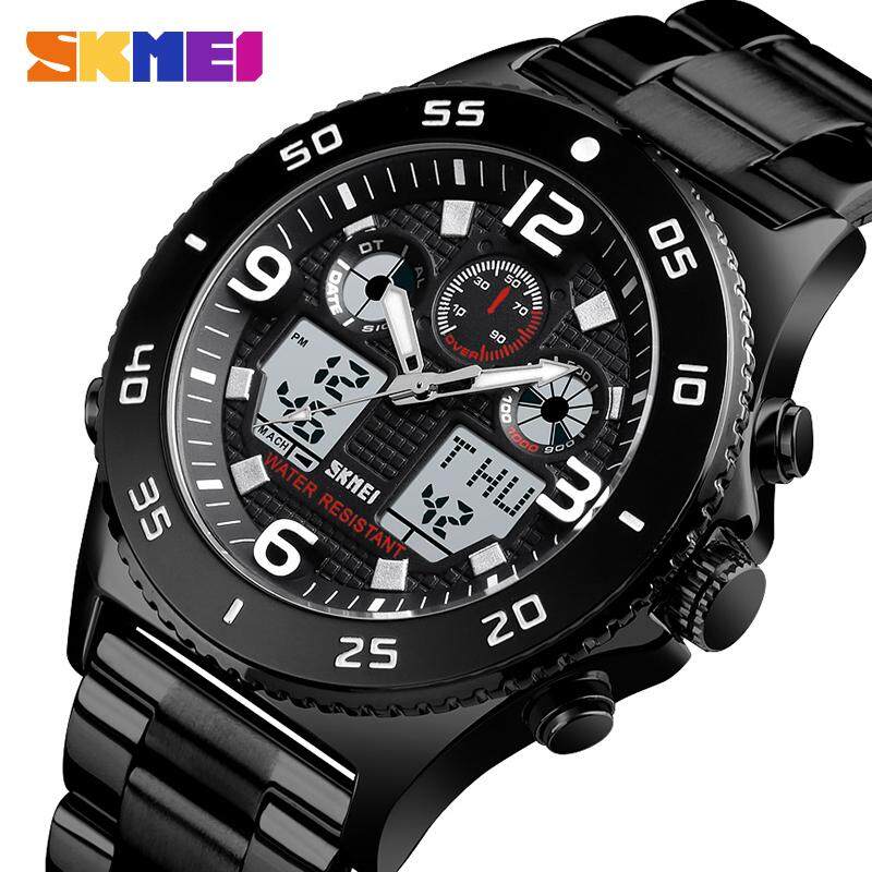 SKMEI Sports Fahsion Watches Stainless Steel Stopwatch Dual Display Waterproof Digital Watch For Man Men 1538B