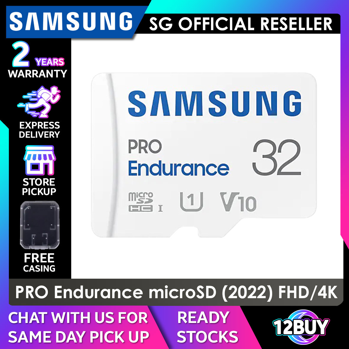 Samsung PRO Endurance MicroSD Card (2022) 140K Hours Recording in FHD/4K 32GB/64GB/128GB/256GB MBMJ22 12BUY.Memory