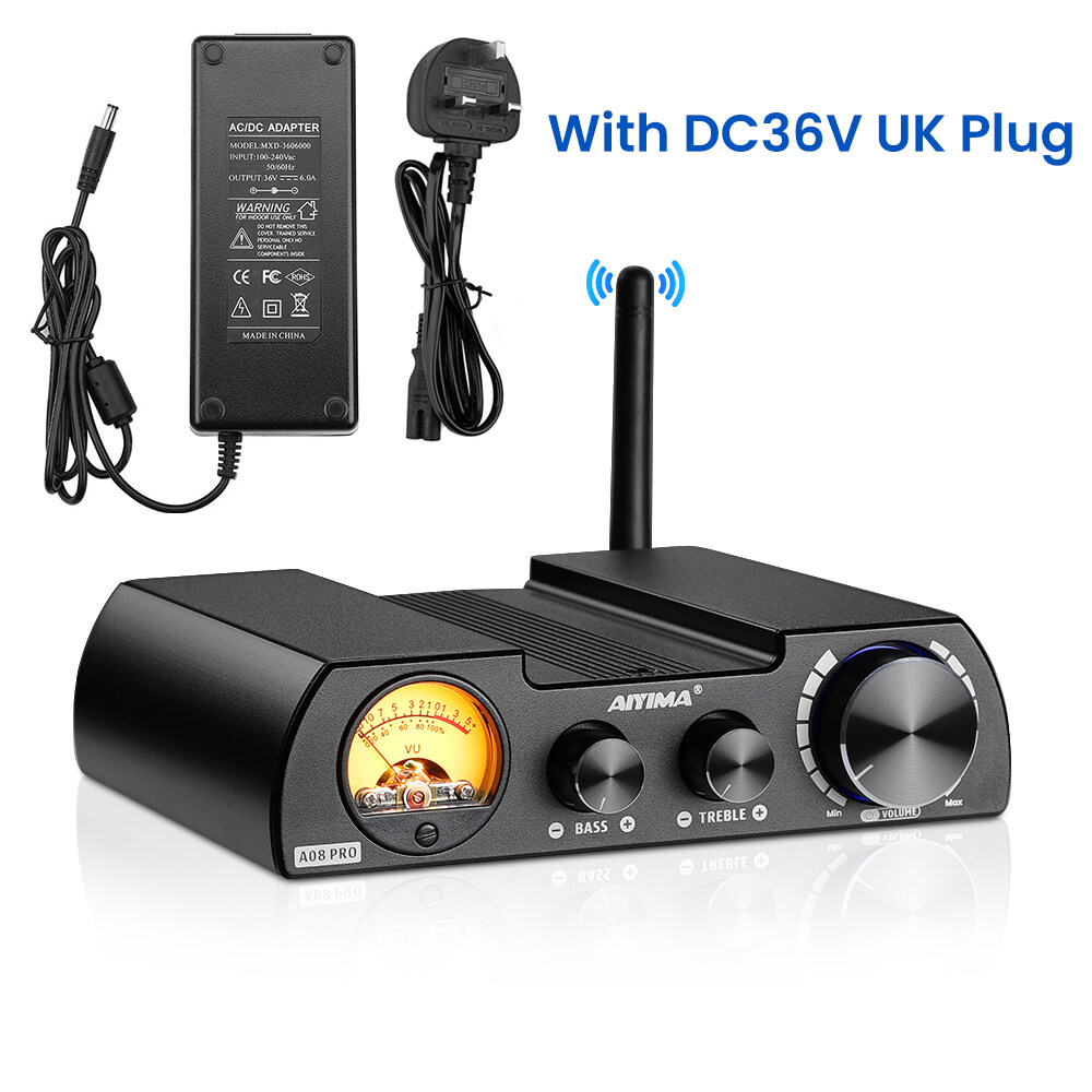 AIYIMA A08 Pro Amplifier TPA3255 Bluetooth 5.0 Power 300Wx2 Stereo Audio Amplifier Speaker Home Amplificador VU Meter Amp