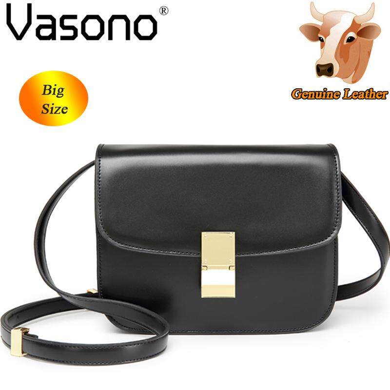 【Vasono】High Quality 100% Genuine Cow Leather Women Tote Bag Top Handle Shoulder Beg Wanita - intl