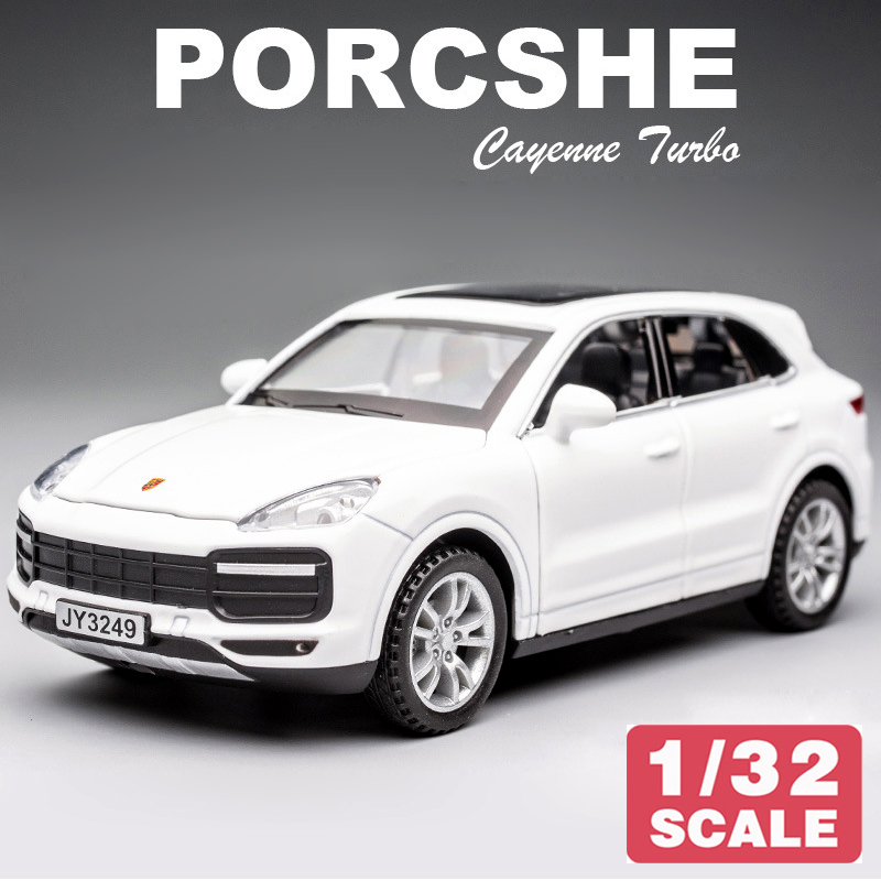 LEO 1:32 Porsche Cayenne Sound & light function the door can be opened diecast Alloy car model toys for boys toys for kids car for kids educational toys cheap prices