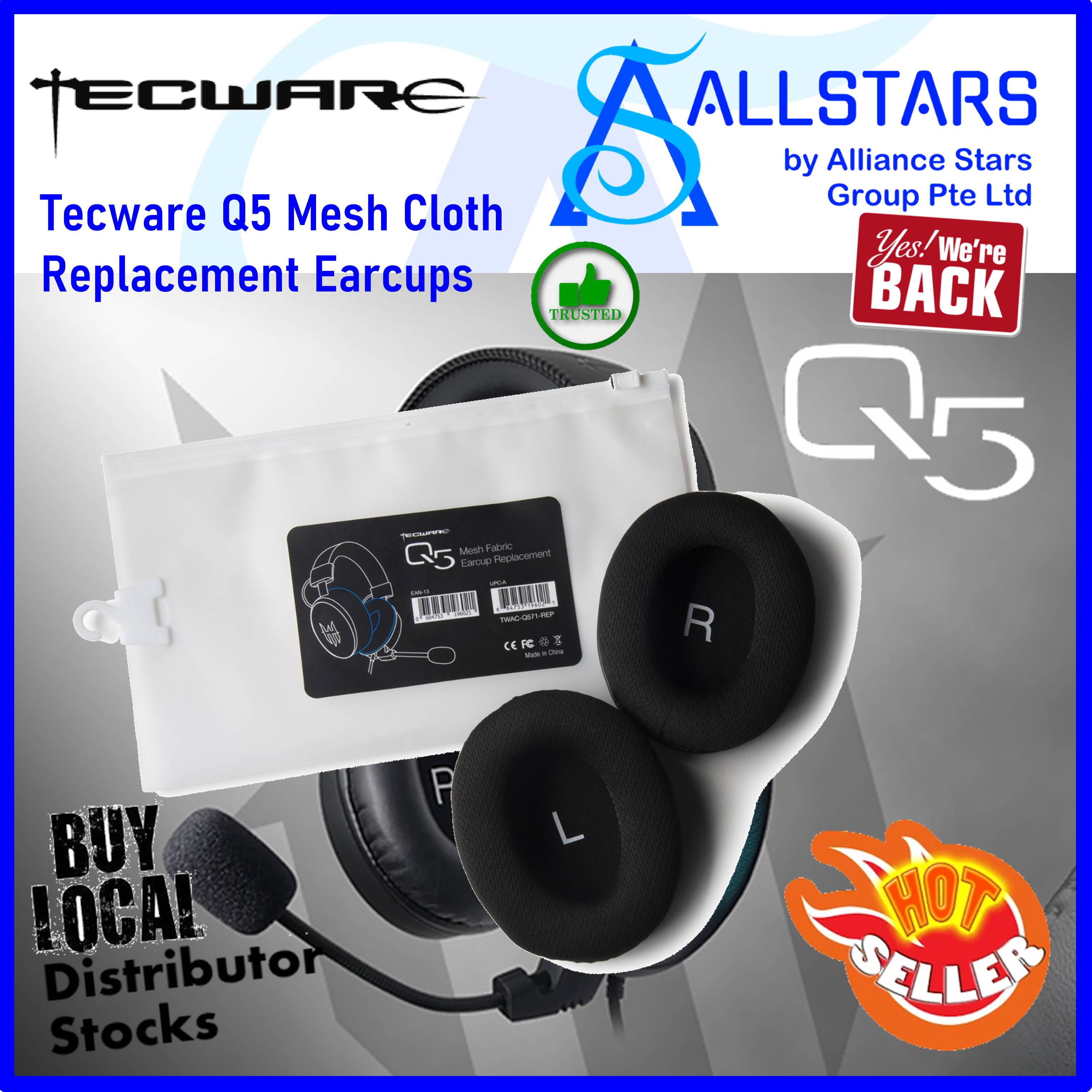 (ALLSTARS : We are Back / Headphone Accessories PROMO) Tecware Q5 Mesh Fabric Earcup Replacement (TWAC-Q571-REP) (No warranty for wearable item)