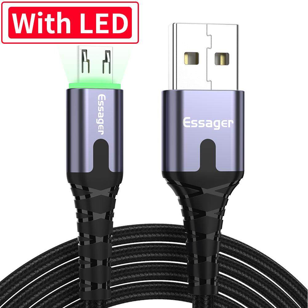 Essager 0.25m/0.5m/1m/2m/3m LED Micro USB Cable Fast Charging Microusb Charger Cable For Samsung Xiaomi LG Android Mobile Phone