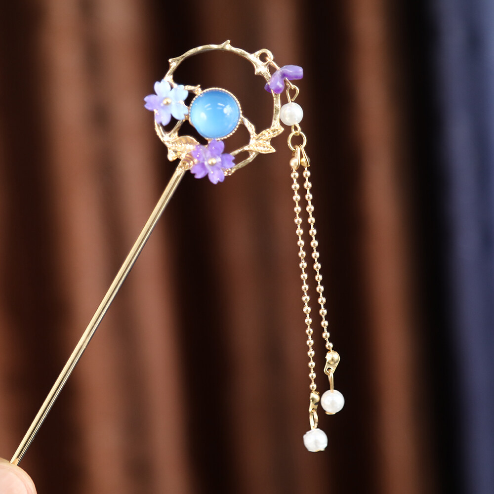 1pc Chinese Retro Fashion Hair Clip Elegant Flower Crystal Pearl Daisy Tassel Alloy Butterfly Hairpin Hair Accessories