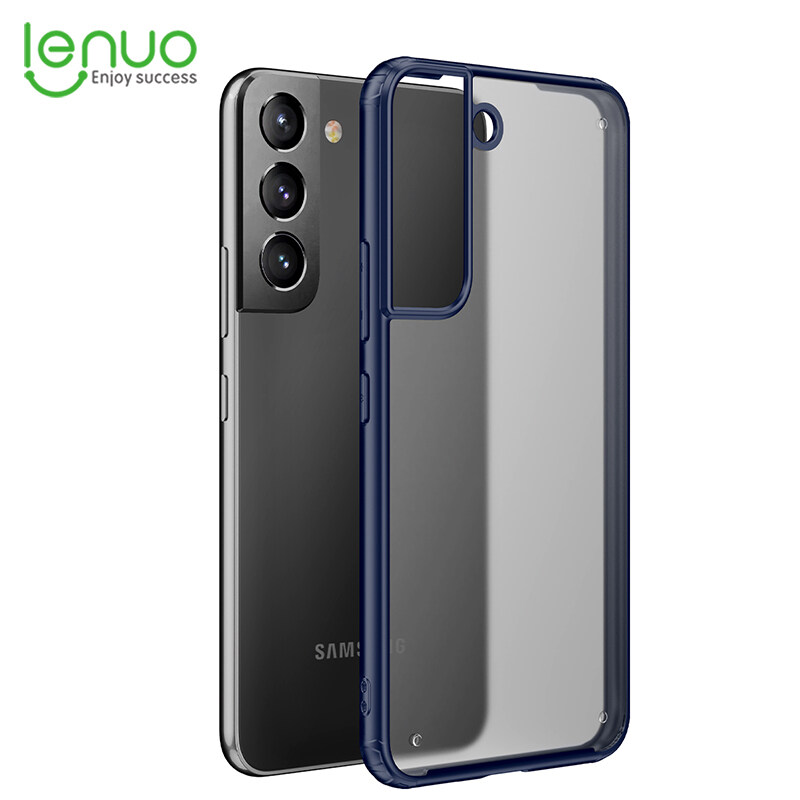 Lenuo for Samsung Galaxy S22 / S22+ / S22 Plus / S22 Ultra Case - 4-corner Shockproof Protection Flexible Silicon Bumper + PC Frosted Semi Transparent Back Cover