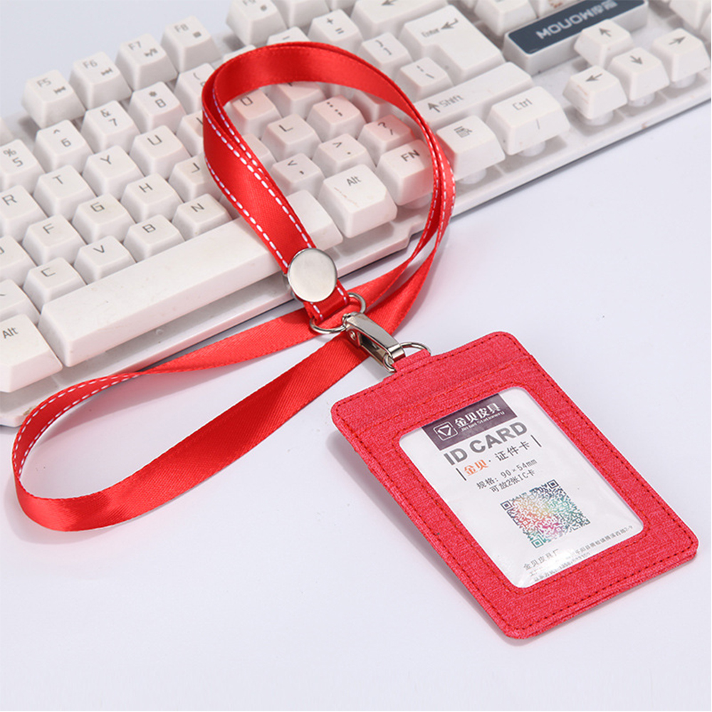 PU Leather Wallet Retractable Lanyards Business Credit Card Holder Strap Card holder ID Badge Holder Protect Cover Bag