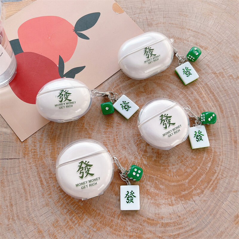 3D Cute Mahjong Case with Pendant for Huawei Freebuds 4 4E 4i Soft TPU Silicone Earphone Headphone Cover for Huawei Freebuds 3 Pro