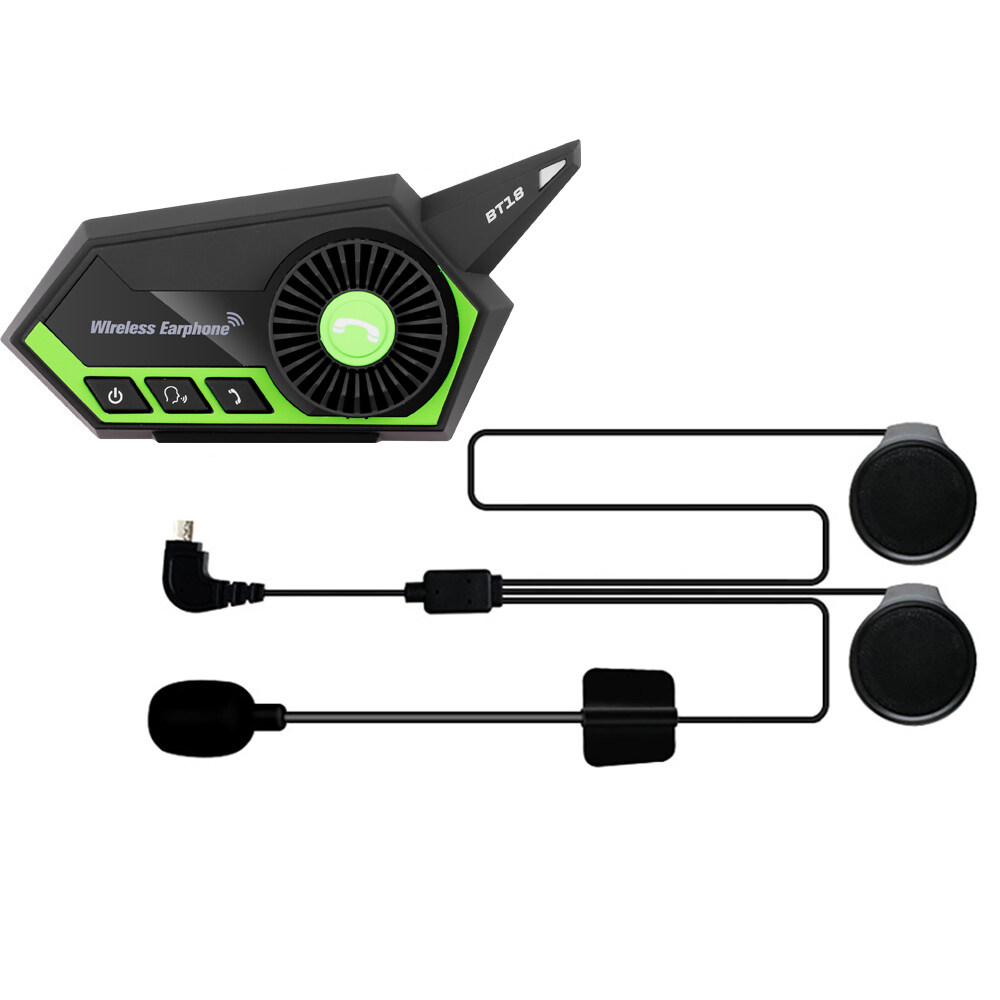 Motorcycle Helmet Bluetooth Headset BT-18 Hands-free Headset Noise Reduction IP67 Waterproof for Helmet Universal