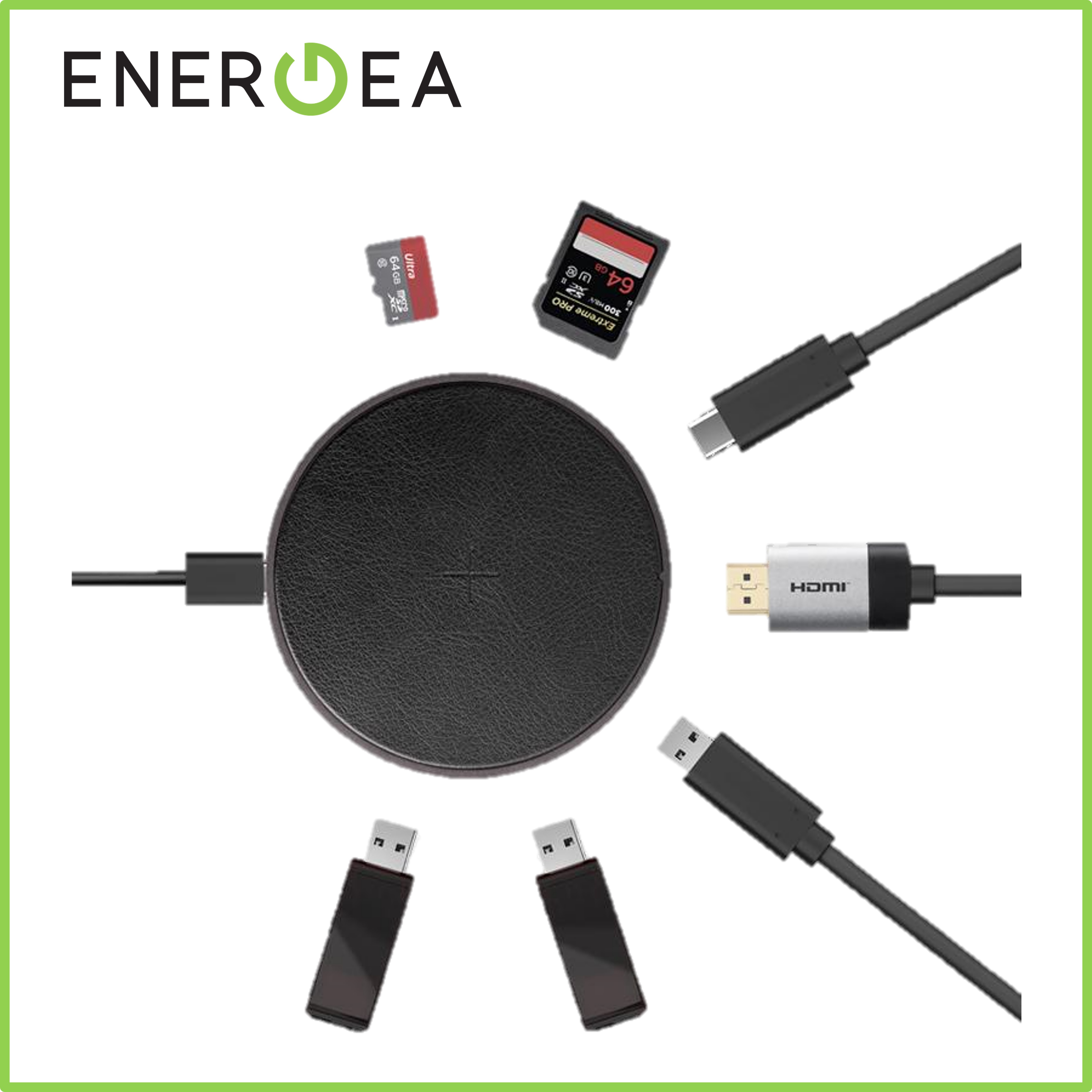 Energea Wihub 7-in-1 Aluminum 3.1 USB-C Hub with Wireless Charging Pad
