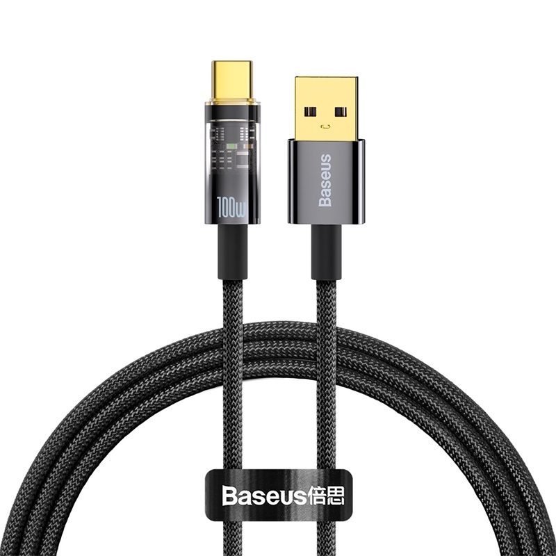 Baseus 100W USB Fast Charging Cable Auto Power-Off Cable For Samsung Xiaomi Type C Charging Cord For Huawei Phone Charger Cable