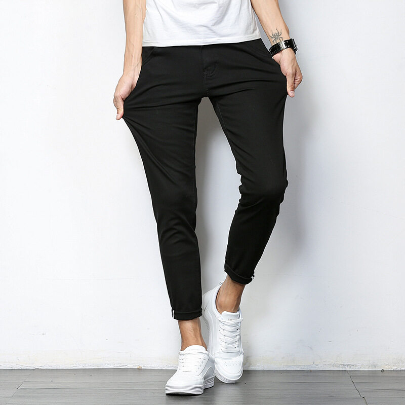 MARK BEL Summer New Men's Ankle Casual Pants Korean Version of Khaki/ Black/ Gray/ Light Blue/ Orange/ Blue Slim Pants
