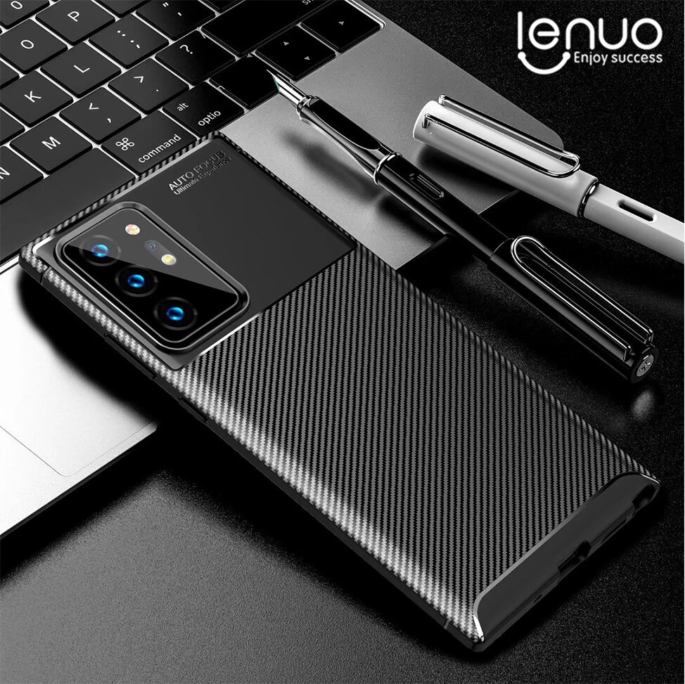 Lenuo for Samsung Galaxy Note 20 Ultra Note 20 Note 10+ / Plus Case - TPU Carbon Fiber Shockproof Anti-scratch Matte Cellphone Back Cover Phone Case