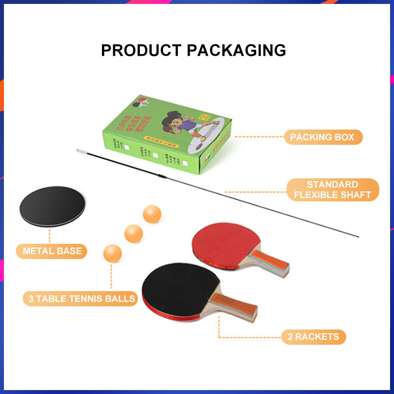WEKO Portable Table Tennis  Trainer Pingpong Toy For Kids Elastic Flexible Soft Shaft Training Equipment Kit Single Self-training