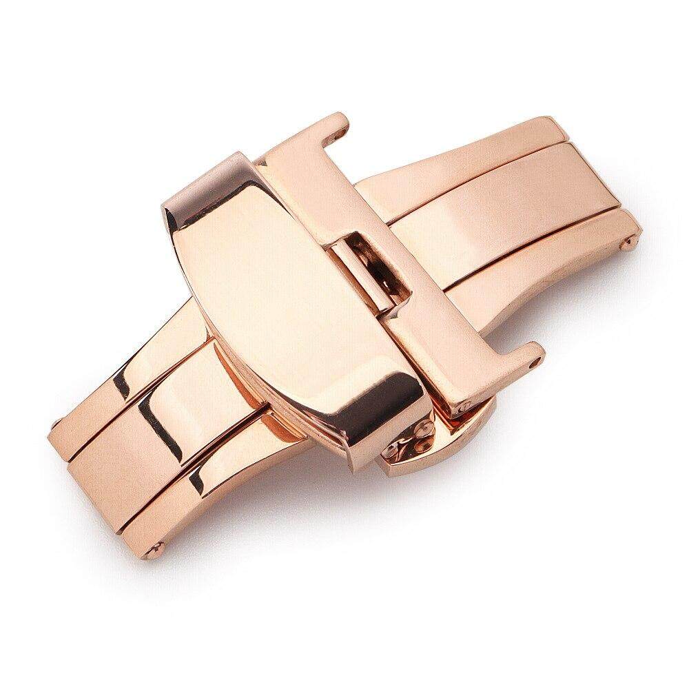 10mm 12mm 14mm 16mm 18mm 20mm 22mm 24mm Stainless Steel Solid Double Push Button Fold Watch Buckle Butterfly Clasp Automatic Rebound Quality Watch Straps Accessories