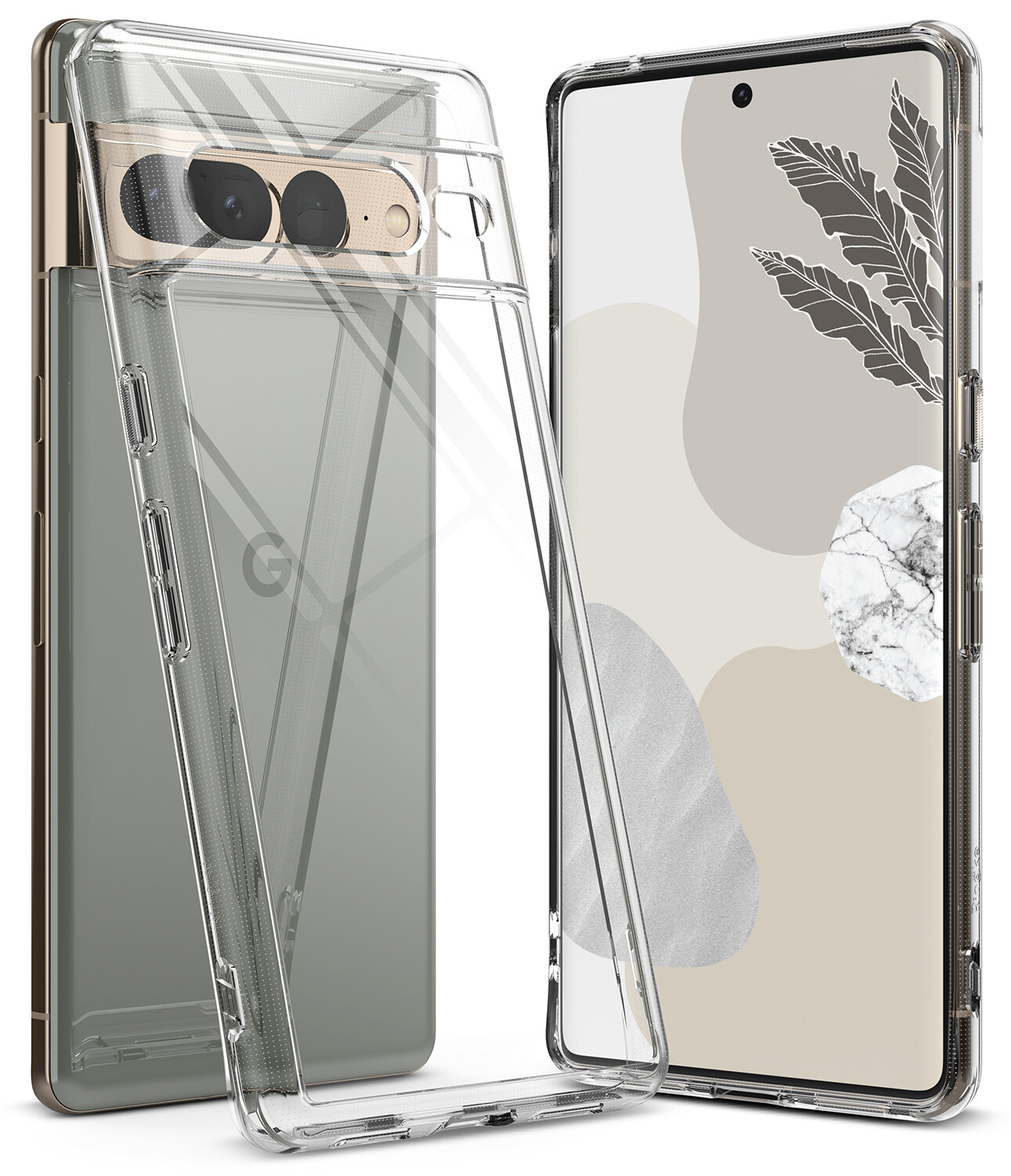 Ringke Fusion Compatible with Google Pixel 7 Pro Case, Transparent Hard Back Shockproof TPU Bumper Cover with Wrist Strap