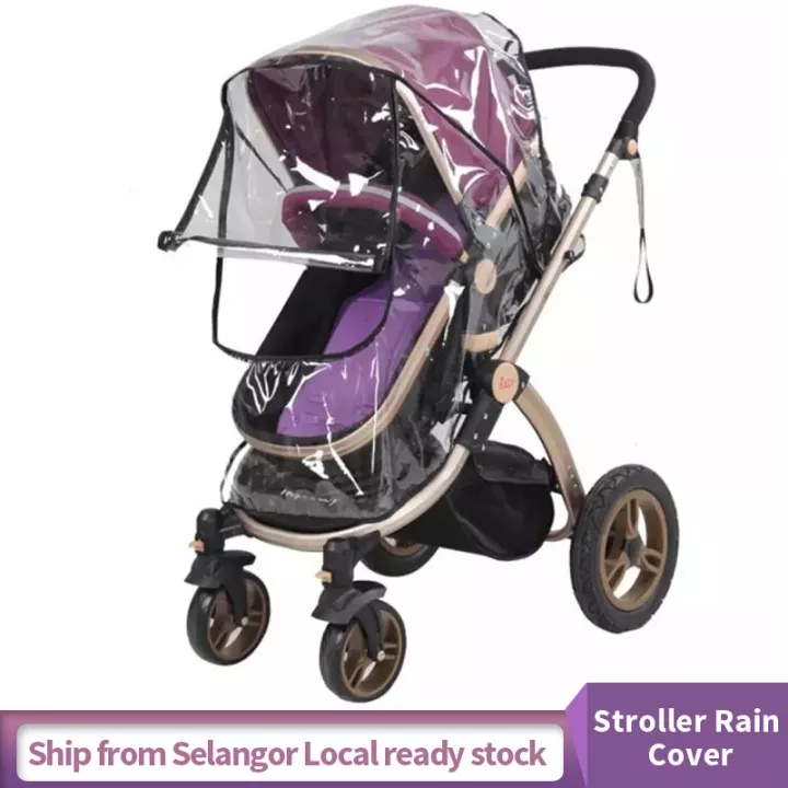 [SG Ready Stock]Baby Stroller Accessories Zipper Type Waterproof Rain Cover Transparent Windproof Dust Cover Baby Stroller Raincoat Pram Jogger Accessories