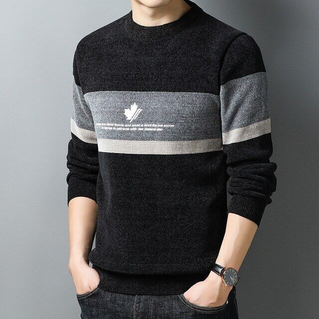 LUX ANGNER Autumn Winter Warm Thicken Velvet Sweater for Men Trendy O Neck Pullovers Man Soft Fleece Knitted Jersey Casual Sweaters Male