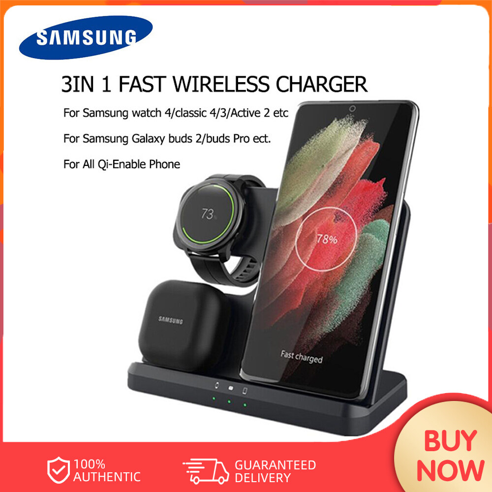 Samsung Wireless Charger Stand  3 in 1 wireless charger For Samsung Galaxy S22 Ultra Z Flip 3 Watch 4 3 Active 2 Gear S4 Buds Wireless Charging Station