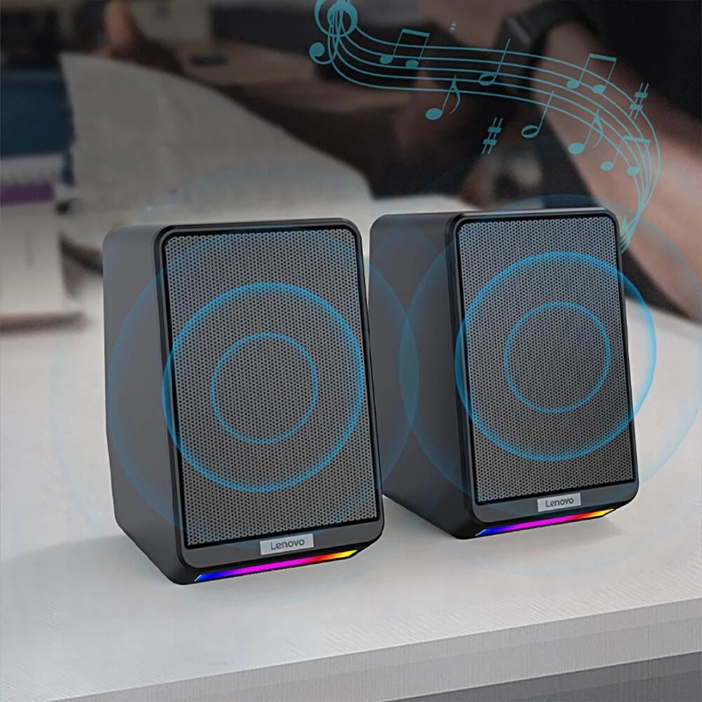 Lenovo TS38 Computer Desktop Speaker Wired Rgb Soundbar with Subwoofer USB Binaural 6D Powerful Tweeter Mini Speakers for TV Som