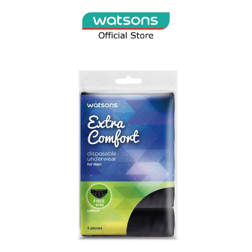 WATSONS Disposable Cotton Underwear For Men Black Color (Free Size) 5s