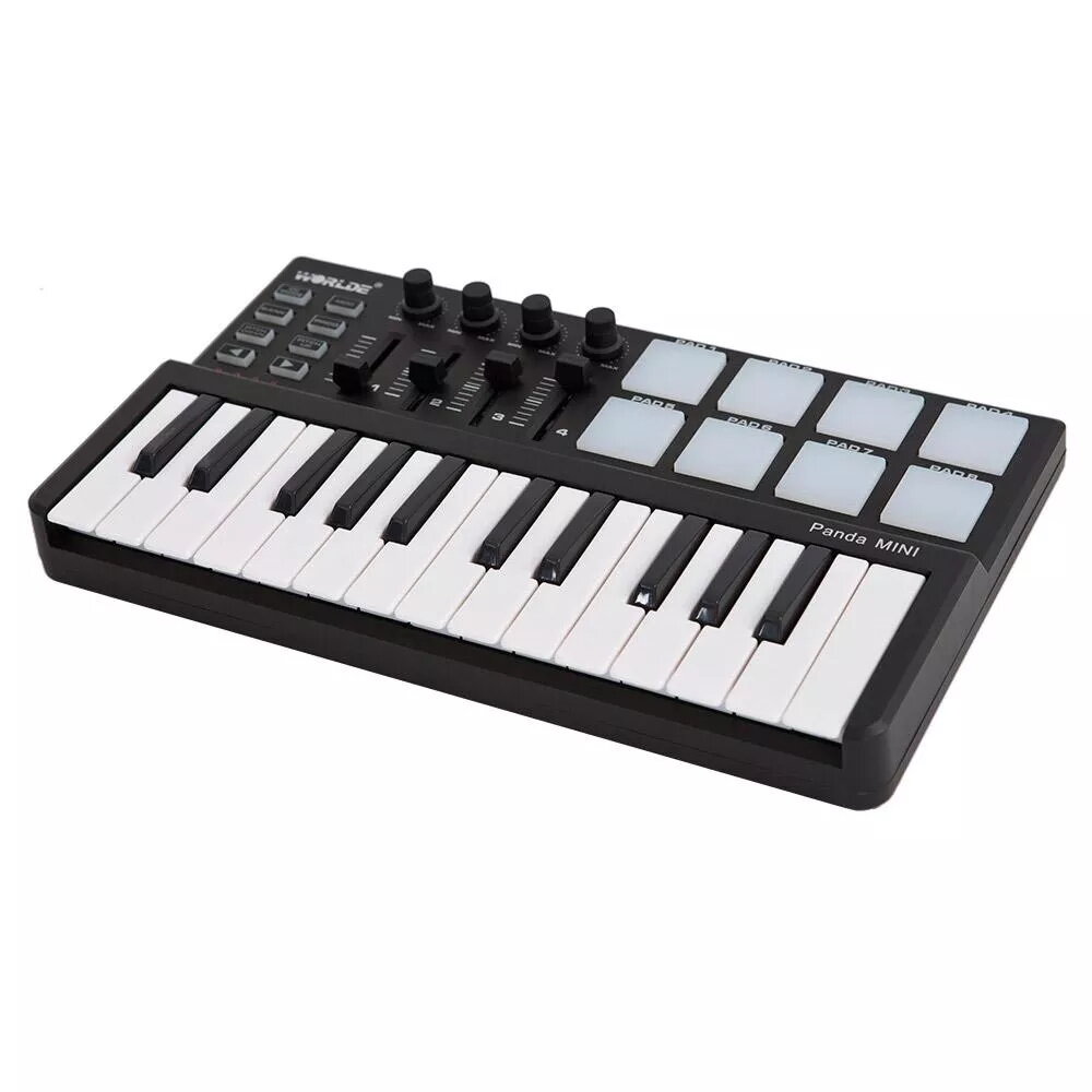 WORLDE Panda mini Portable Mini 25-Key USB Keyboard and Drum Pad MIDI Controller
