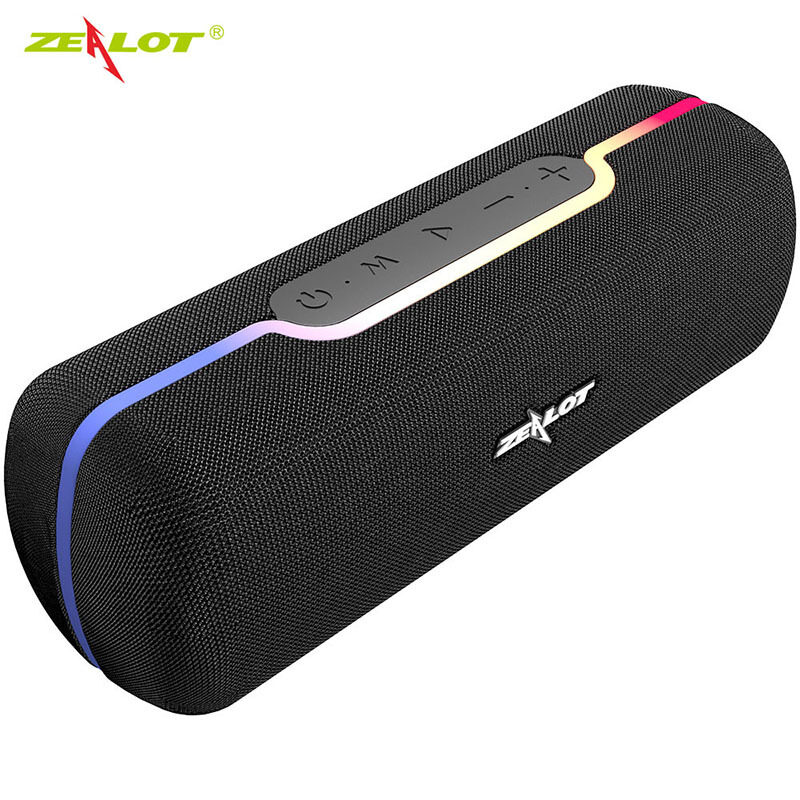 Zealot New S55 TWS Wireless Bluetooth 5.0 Speaker Impressive Sound with Deep Bass Mixed Colors Lights True Stereo Sound