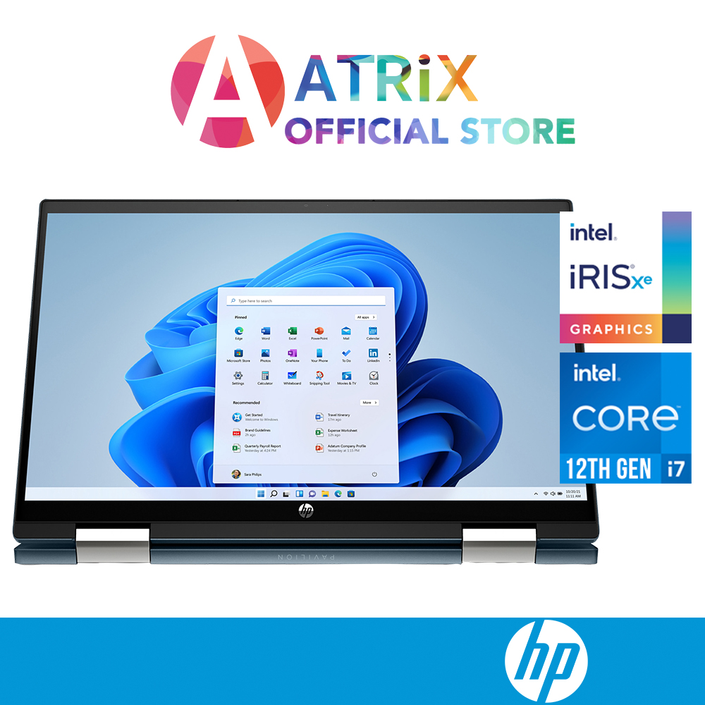 【12th Gen|MS Office|Ext. WTY】HP Pavilion x360 2-in-1 Laptop | 14-ek0063TU | 14" diagonal, FHD (1920 x 1080) IPS 250nits | Intel Core i7-1255U | 16GB RAM | 512GB SSD | WIFI 6 | Win11 Home | 2Yr HP warr