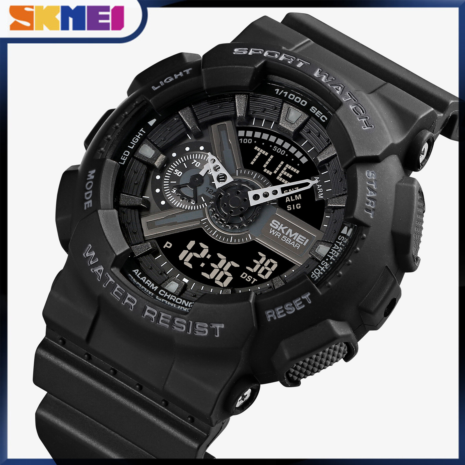 SKMEI Men Sport Digital Watch Dual Display Alarm Watch Waterproof Wristwatches For Man 1835