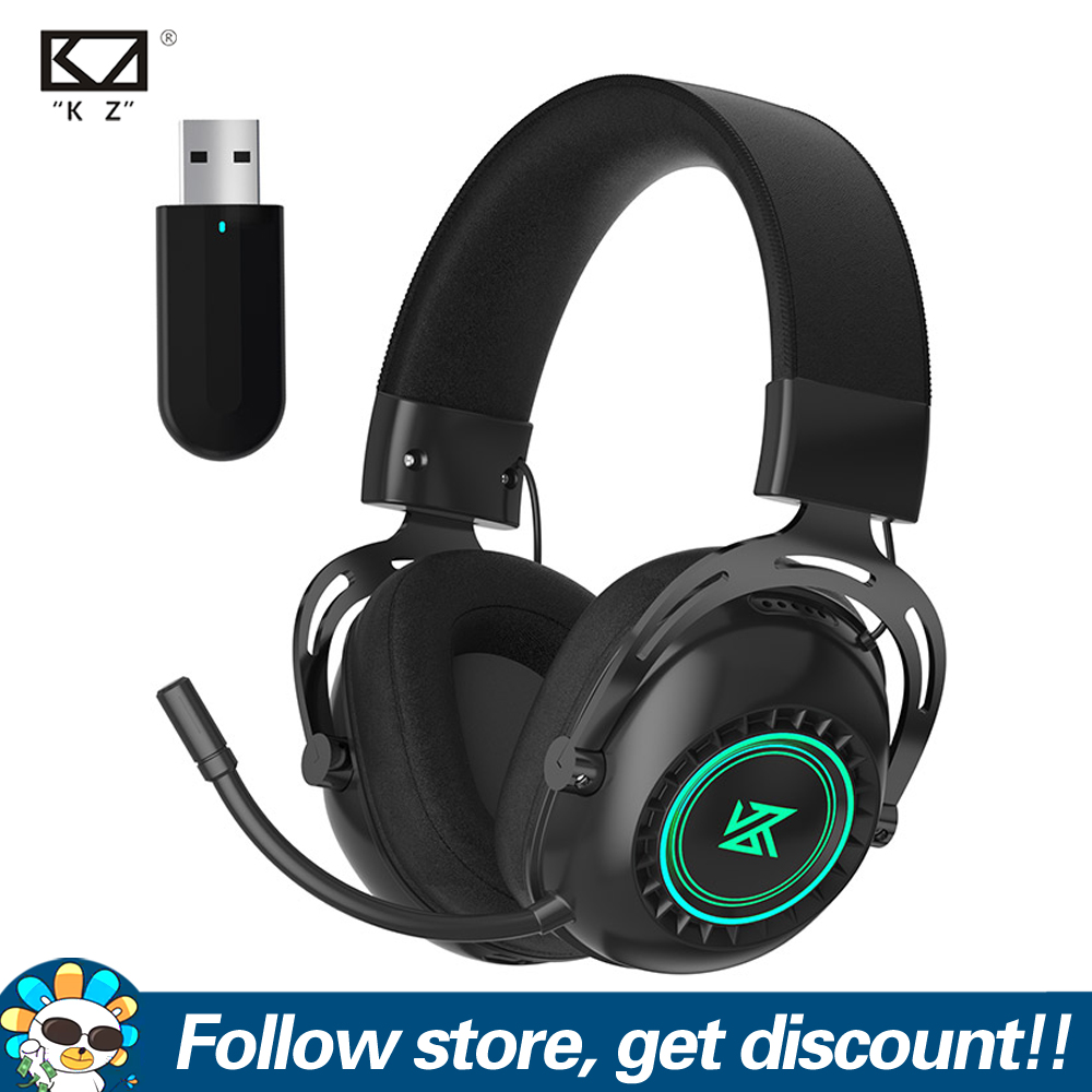 FAAEAL KZ GP20 True Wireless Game Headset 2.4G Bluetooth 5.0 RGB Monitor Headphone Microphone HIFI Sound Quality Sport Earphone Noice Cancelling Headphones