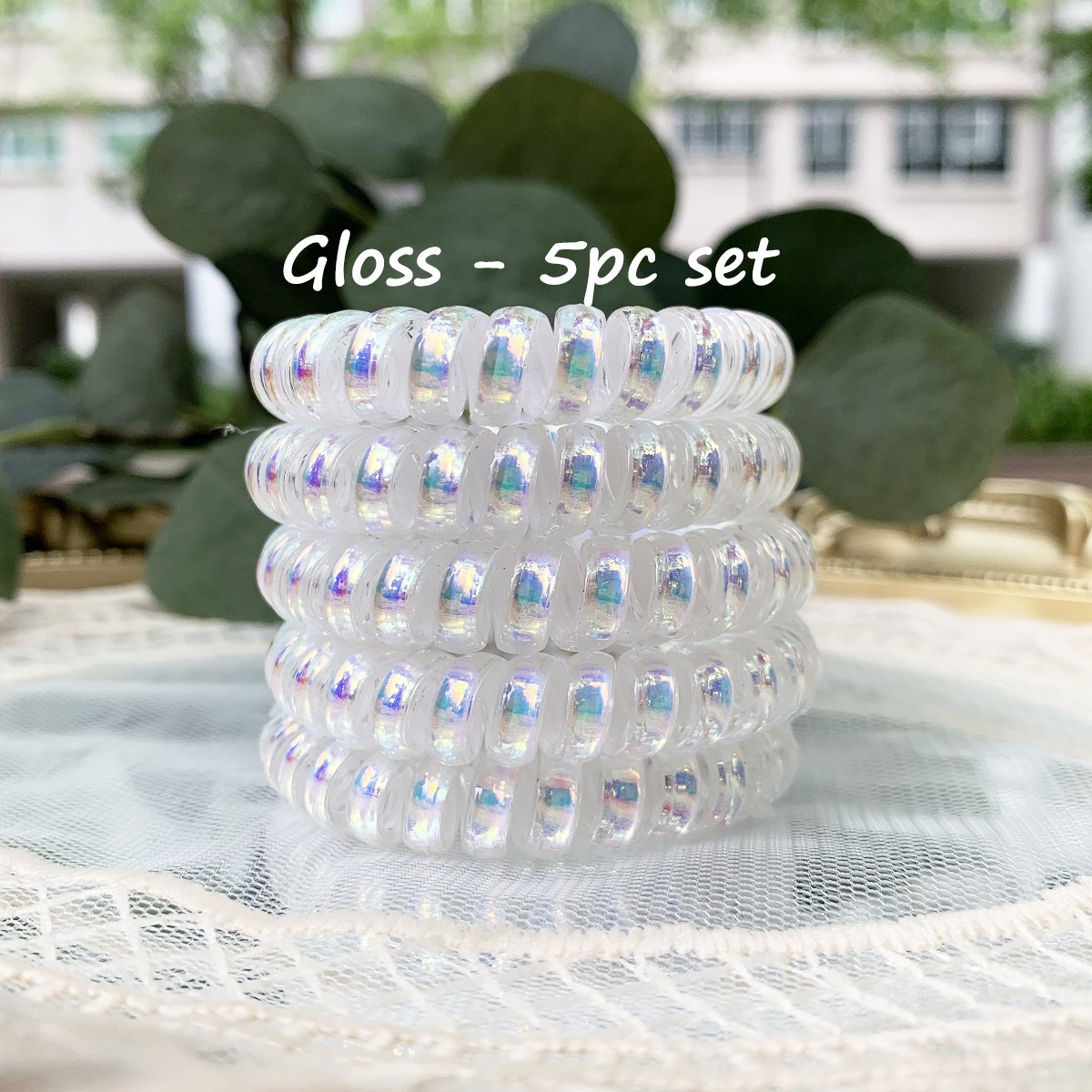 [SG] 5cm Shining & Matte Mermaid Plastic Teleties Band Ponytail Holder, Telephone Wire Cord Spiral Head Ties Hair Band Hair Ring Hair Ties, Hair Accessories Gift for Women