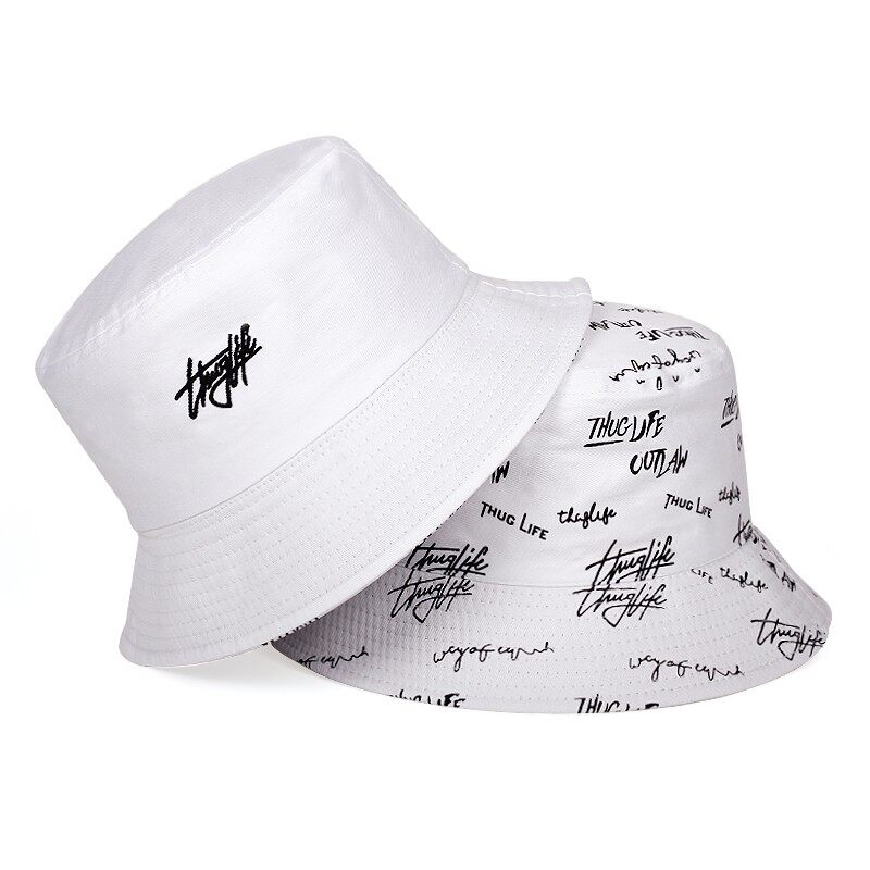 Fisherman hat Double sided letter embroidery summer hat bucket hats women beach hat fashion summer sun hat for men topi mancing
