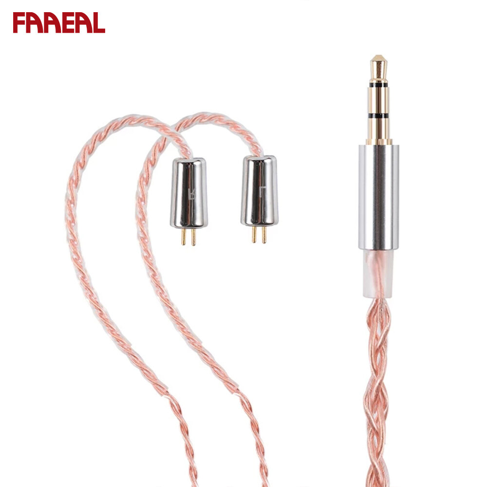 FAAEAL Upgrade Earphone Cable With 0.78/2Pin Connector Headphone Wire With Mic/Without Mic 1.25m 4 Core OFC 3.5mm Gold-Plated Plug Headset Cables For Hibiscus/BLON BL03/05