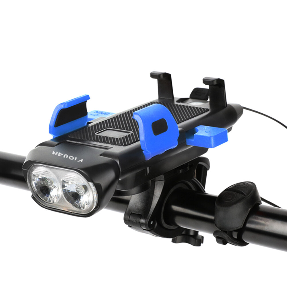 ?【In stock】Virwir riginal red/blue/black USB bicycle front light 4 in 1 bicycle light 3 lighting modes Front Light of Mobile Phone Stand Speaker mobile phone holder bicycle horn mobile power flashligh