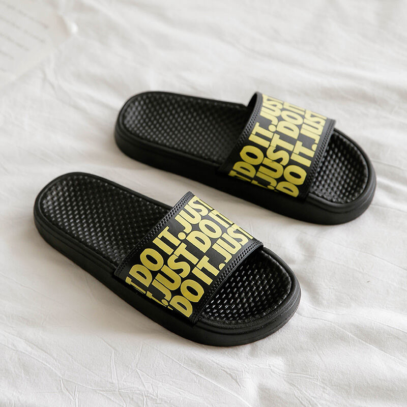 INS Sandals Women's Summer Home Non-Slip Deodorant Trendy New All-Match Letter Couple Slippers Thick Bottom Outer Wear